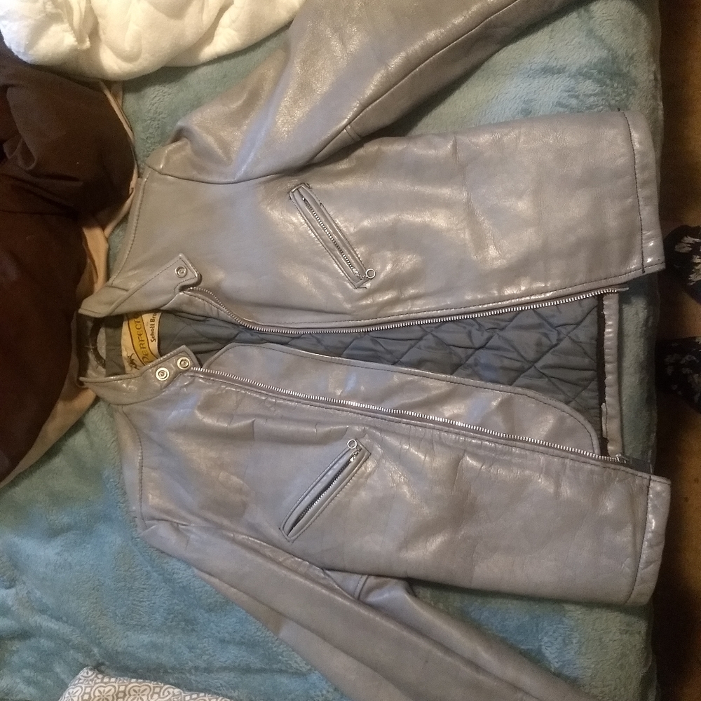 Gray leather jacket